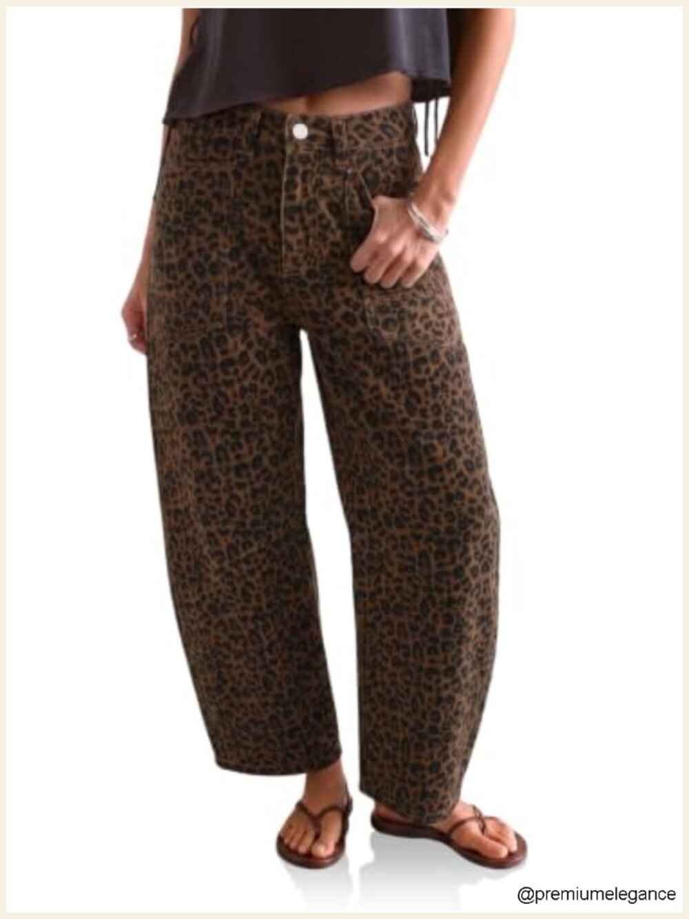 Women Cropped Barrel Jeans High Waisted Wide Leg Denim Pants